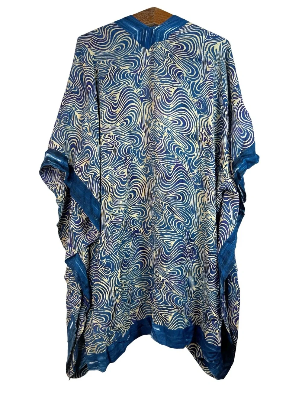 Soft Surroundings Blue Swirl Print Kimono Cardigan One Size Boho Hippie Artsy